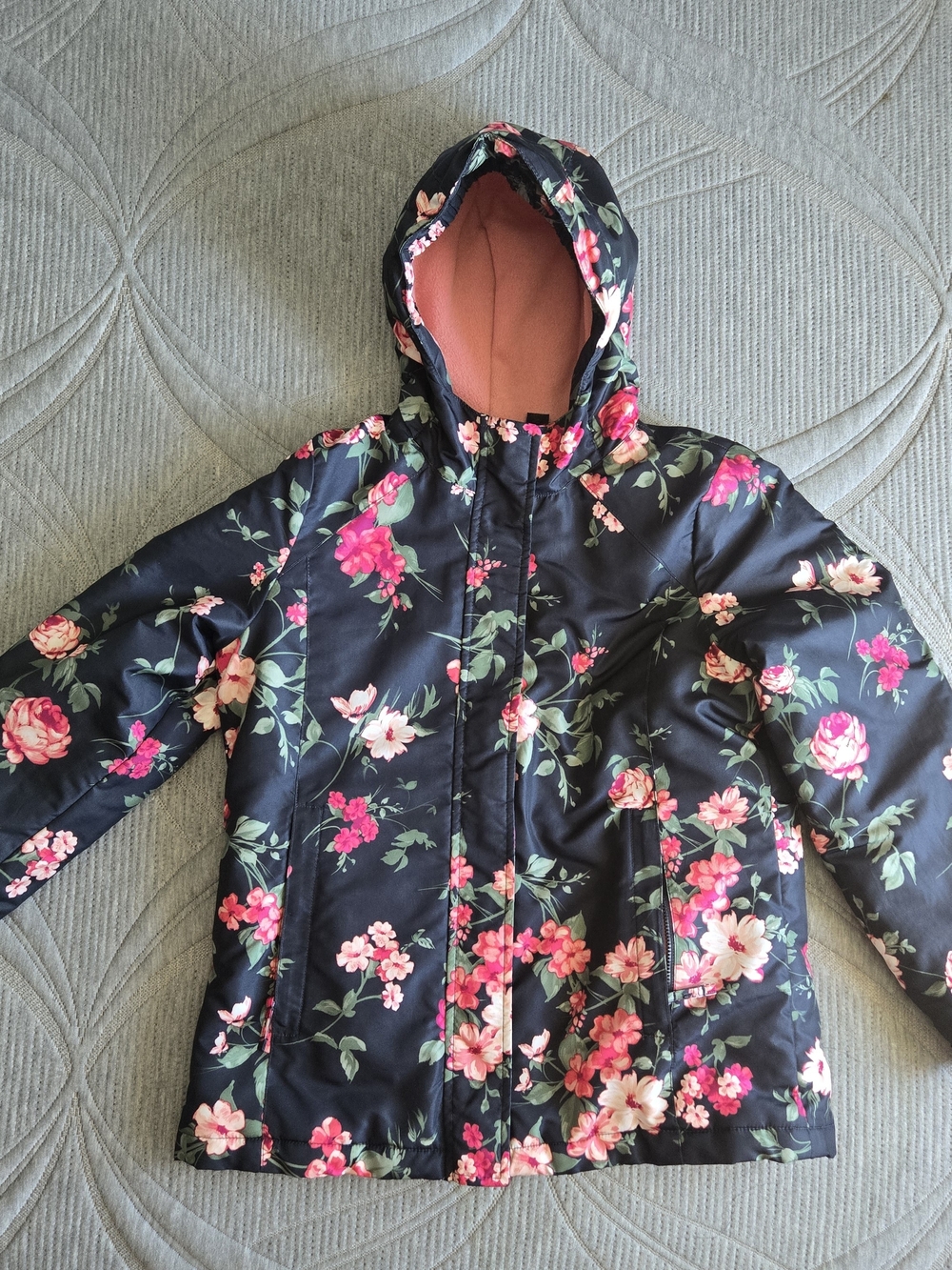 Girl's Floral Puffer Coat